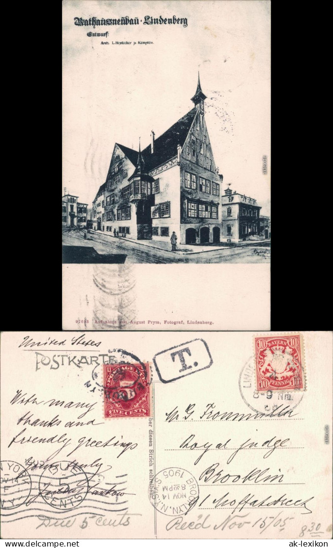 Ansichtskarte Lindenberg (Allgäu) Rathausneubau 1905 - Lindenberg I. Allg.