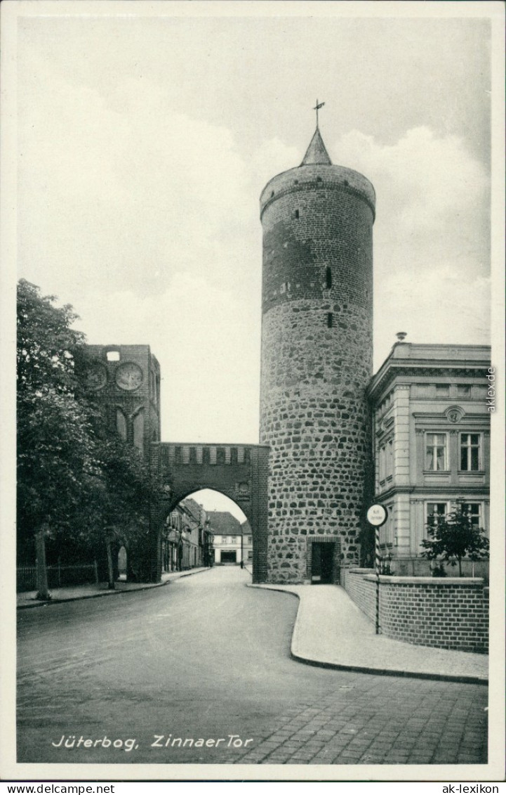 Ansichtskarte Jüterbog Zinnaer Tor - Straßenpartie 1936  - Jueterbog