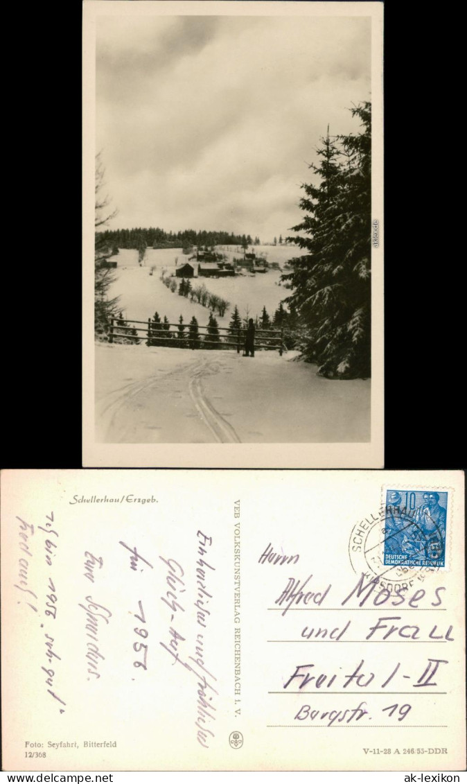 Schellerhau-Altenberg (Erzgebirge) Blick Auf Den Ort Im Winter 1955 - Schellerhau