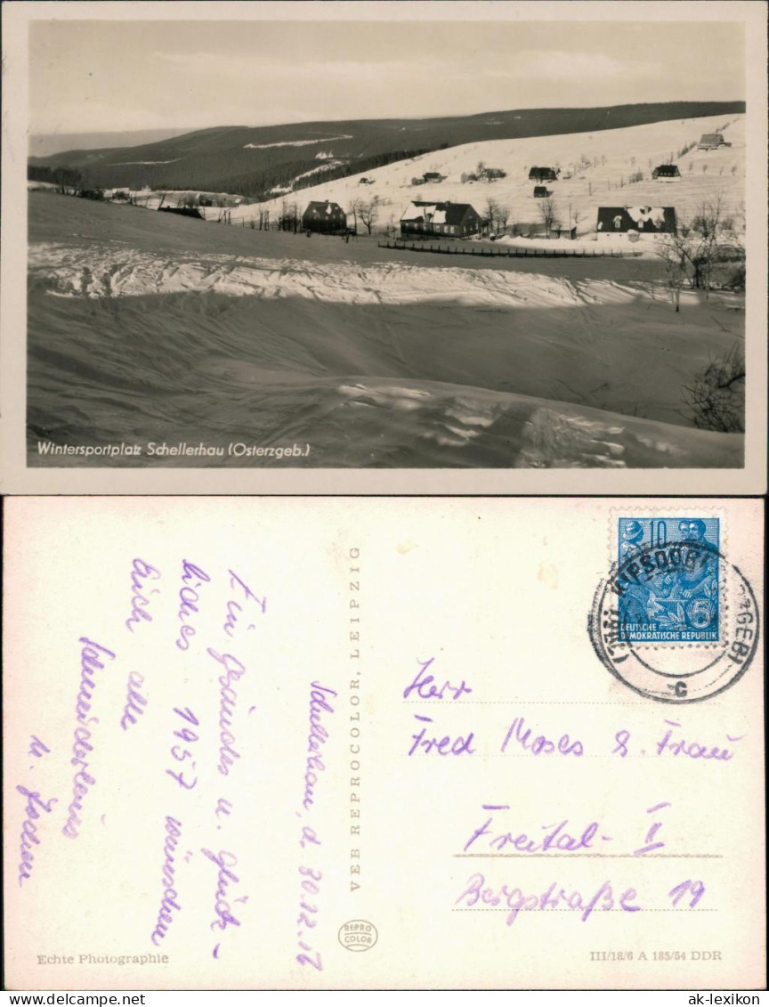 Schellerhau-Altenberg (Erzgebirge) Blick Auf Den Ort Im Winter 1954 - Schellerhau