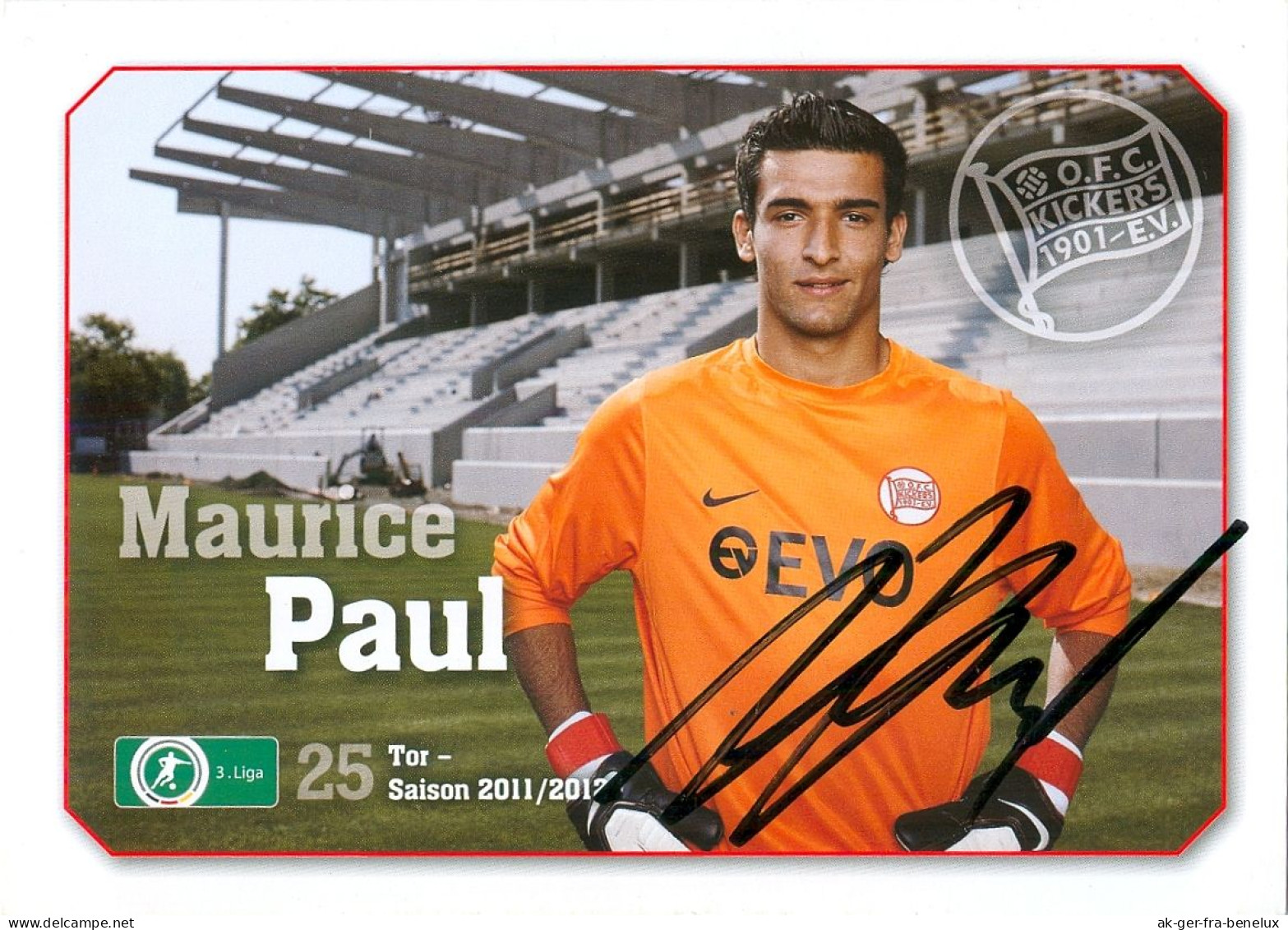 Fußball-Autogrammkarte AK Maurice Paul Offenbacher Kickers 11-12 Offenbach Am Main Dieburg Dietersheim Halberstadt Semd - Handtekening