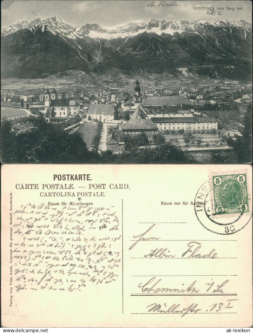 Ansichtskarte Innsbruck Totalansicht Mit Bergpanorama 1907 - Innsbruck