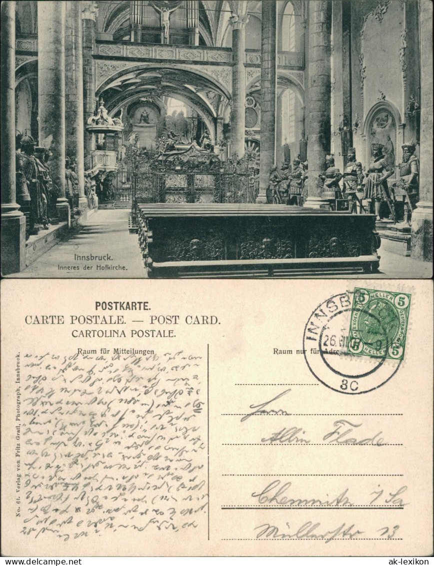 Ansichtskarte Innsbruck Inneres Der Hofkirche 1907 - Innsbruck