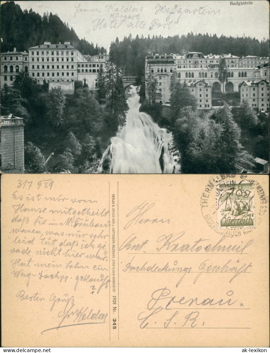 Ansichtskarte Bad Gastein Ansicht Mit Wasserfall 1928  - Bad Gastein