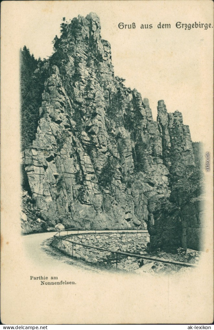 Ansichtskarte Pobershau-Marienberg Im Erzgebirge Partie Am Nonnenfelsen 1904  - Marienberg