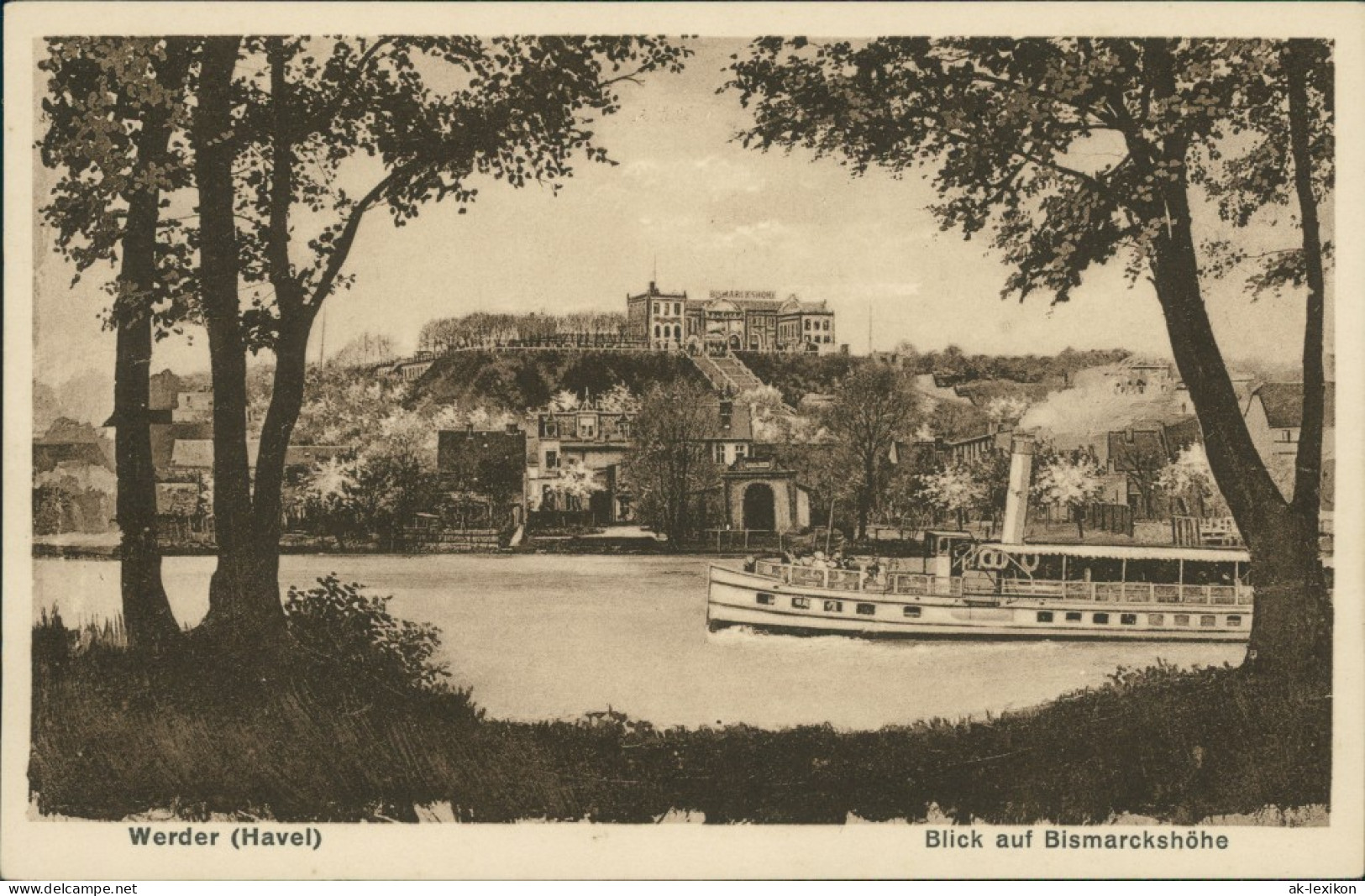 Ansichtskarte Werder (Havel) Dampfer Und Bismarckshöhe 1929  - Werder