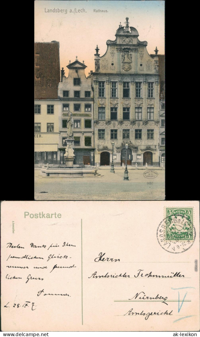 Ansichtskarte Landsberg Am Lech Rathaus 1907 - Landsberg