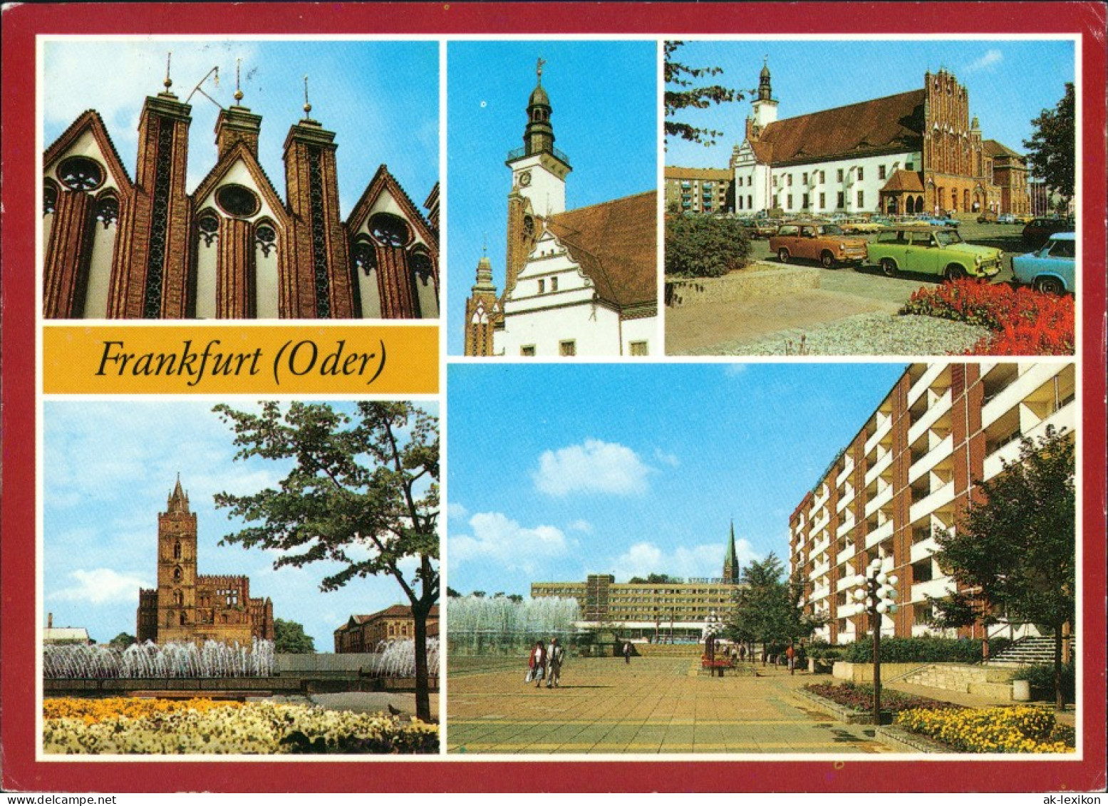 Frankfurt (Oder) Rathaus, Marienkirche, Hotel "Stadt Frankfurt" 1988 - Frankfurt A. D. Oder