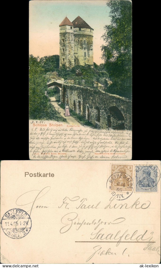 Ansichtskarte Stolpen Burg Stolpen, Frau - Koselturm 1905 - Stolpen