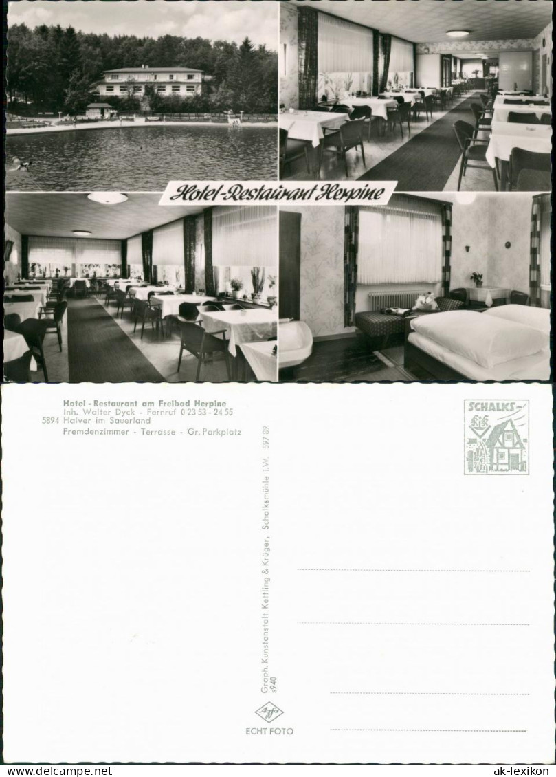 Halver Hotel Restaurant Am Freibad Herpine Im Sauerland 4 Ansichten 1960 - Halver