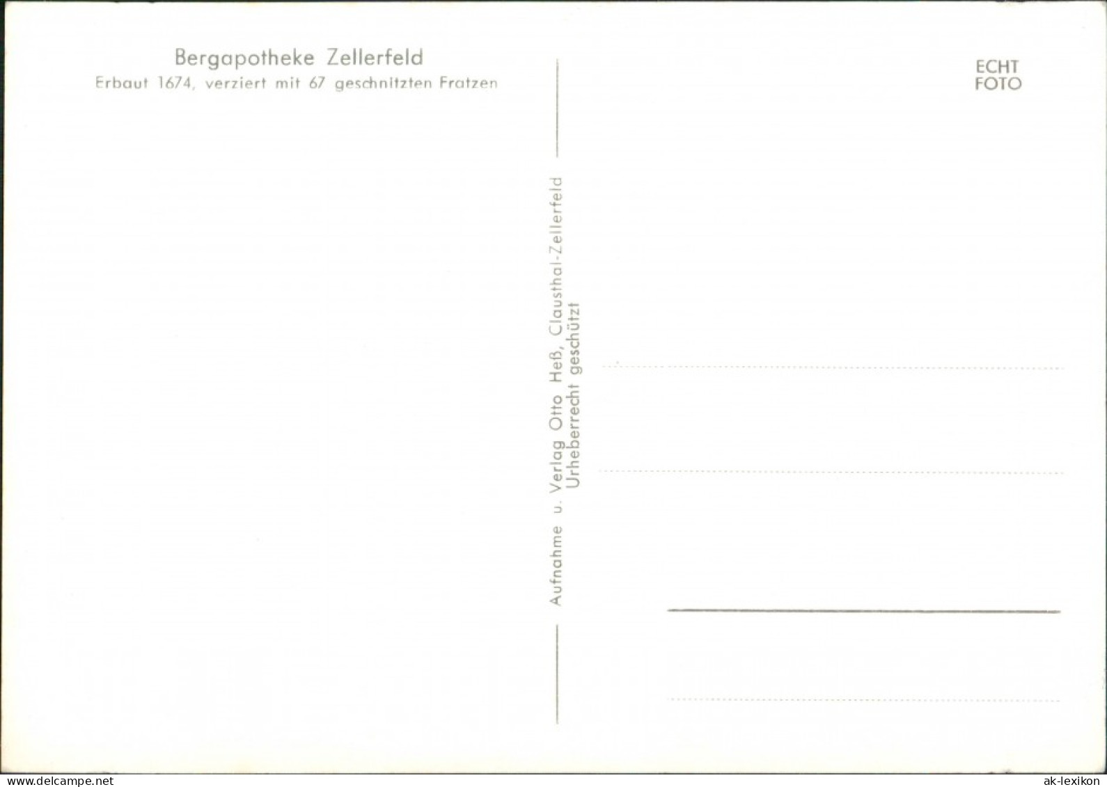 Ansichtskarte Clausthal-Zellerfeld Bergapotheke Fratzen-Apotheke 1960 - Clausthal-Zellerfeld
