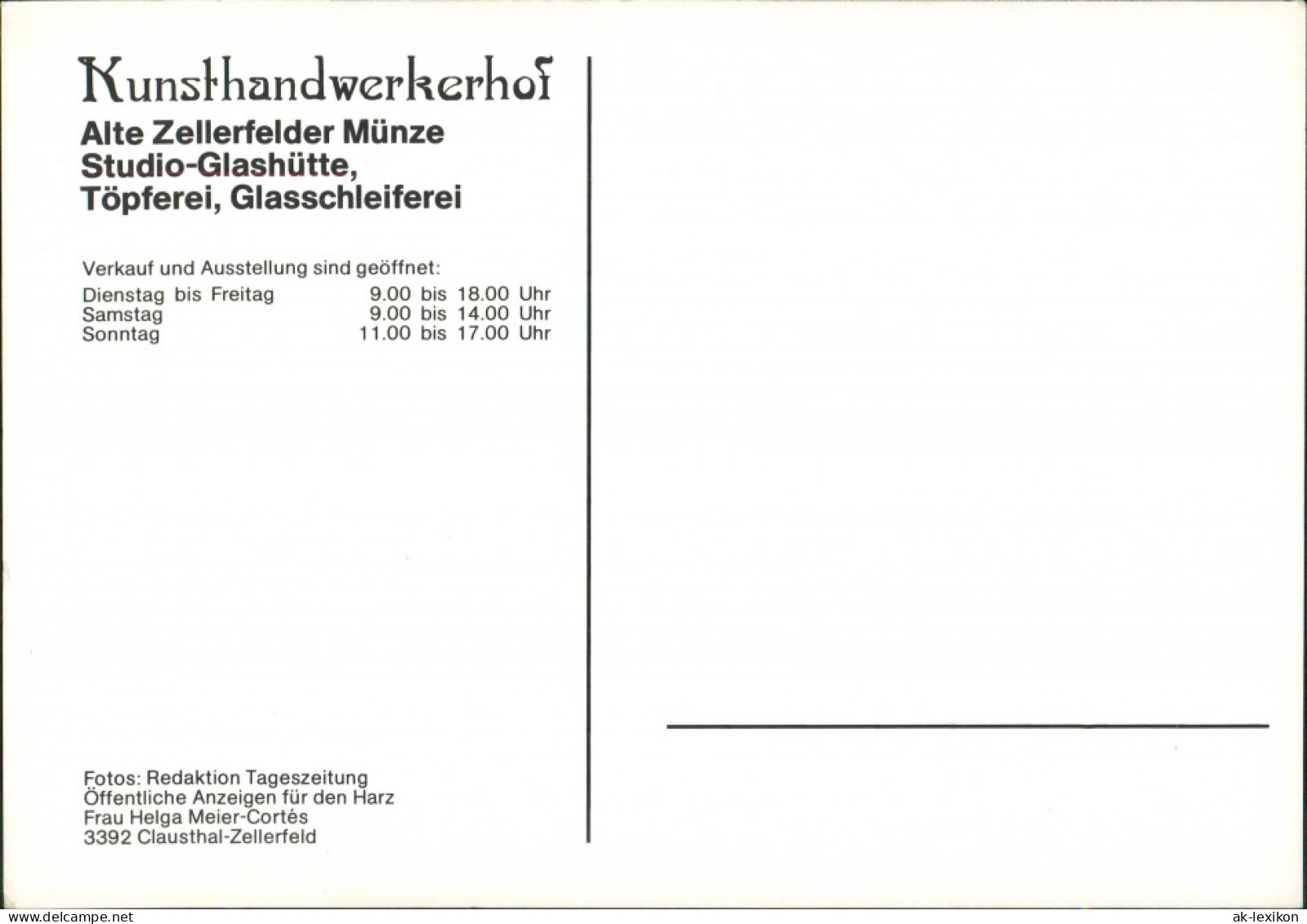 Clausthal-Zellerfeld Kunsthandwerkerhof Alte Münze Töpferei Schleiferei 1960 - Clausthal-Zellerfeld