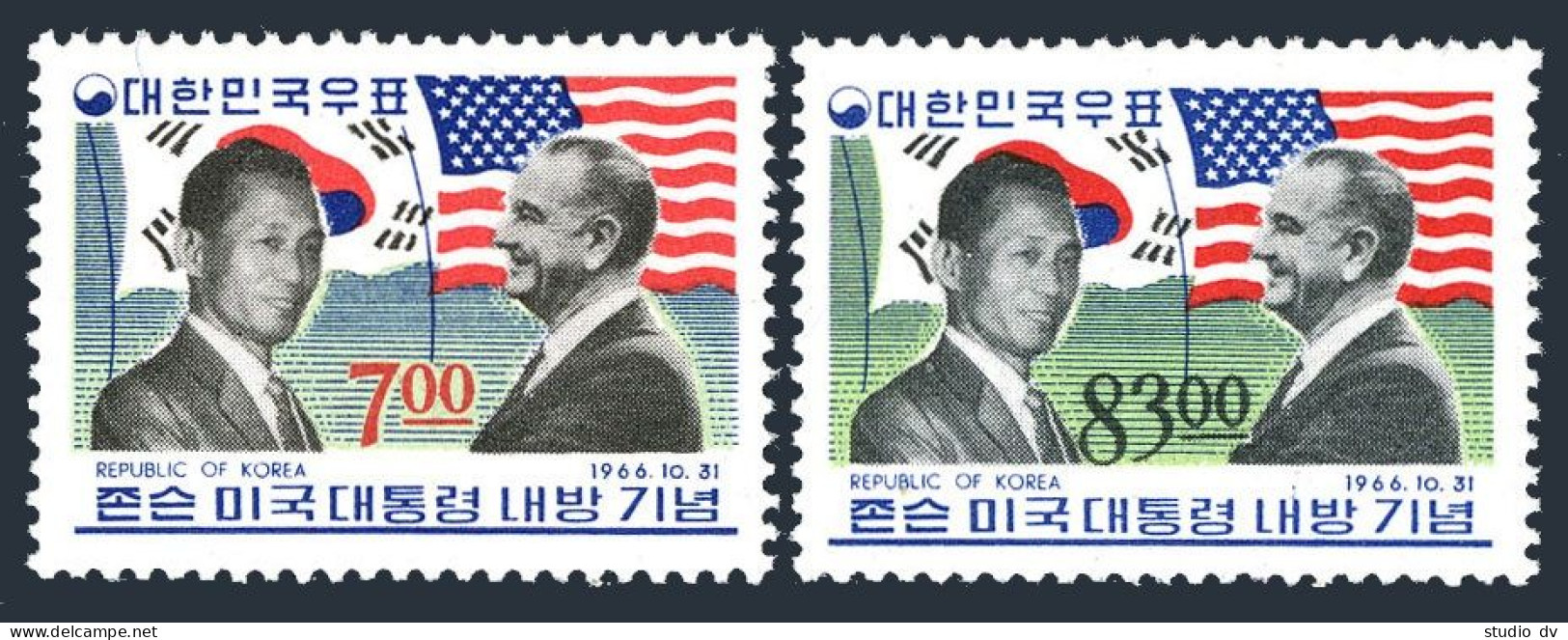 Korea South 544-545,545a,MNH.Michel 561-562,Bl.239. Lyndon Johnson & Pres.Park,1966. - Corée Du Sud