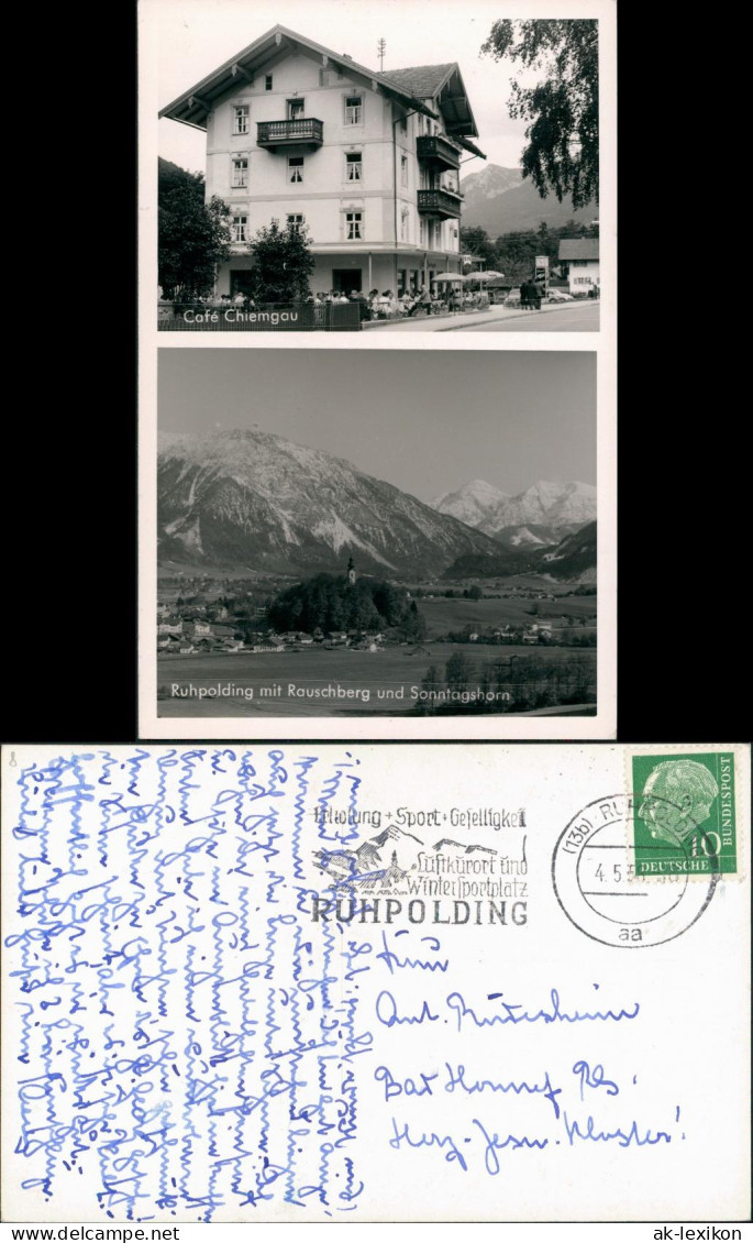 Ansichtskarte Ruhpolding Cafe Chiemgau, Stadt 2 Bild 1953 Privatfoto - Ruhpolding