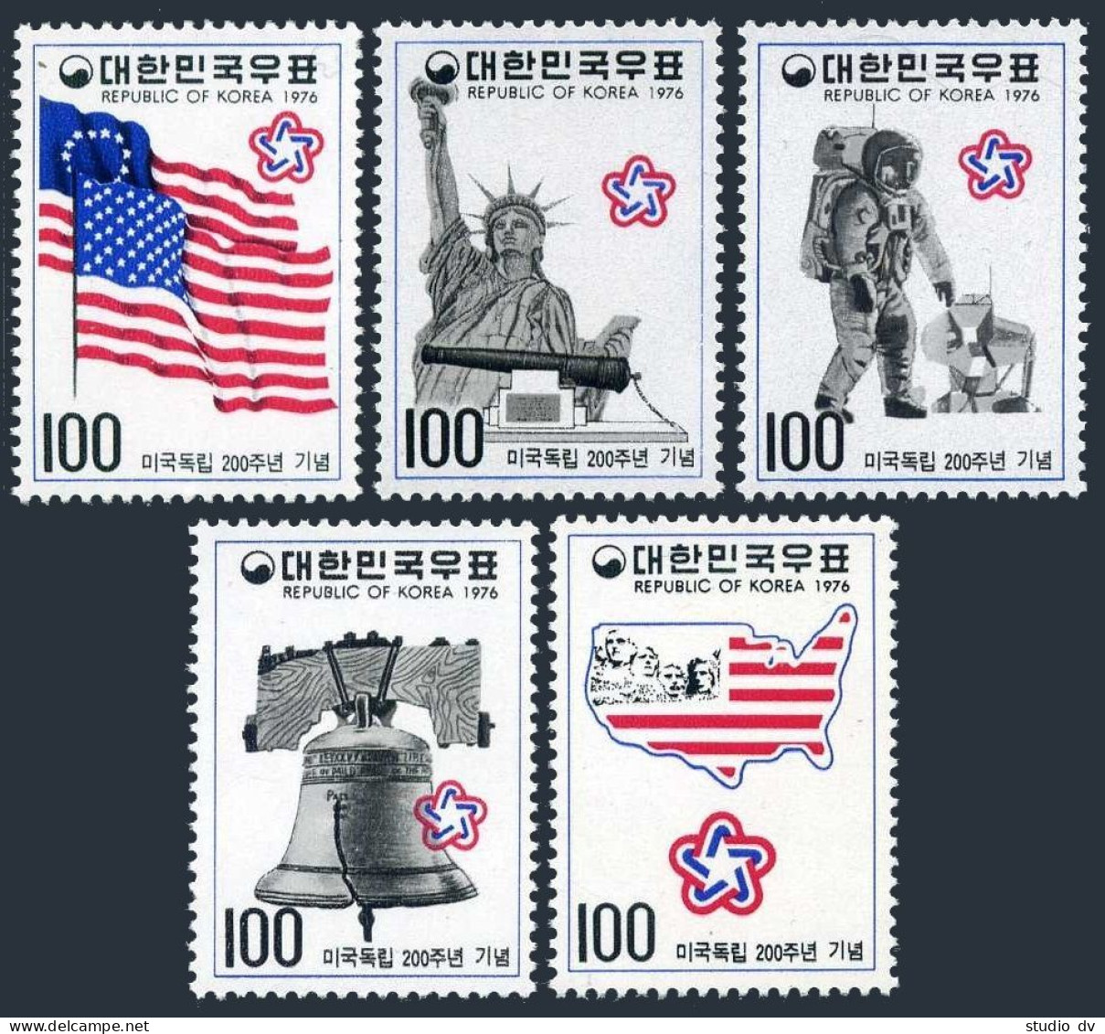 Korea South 1034-1038,1034a,MNH.Michel 1038-1042,Bl.415. American Bicentennial,1976. - Corea Del Sur