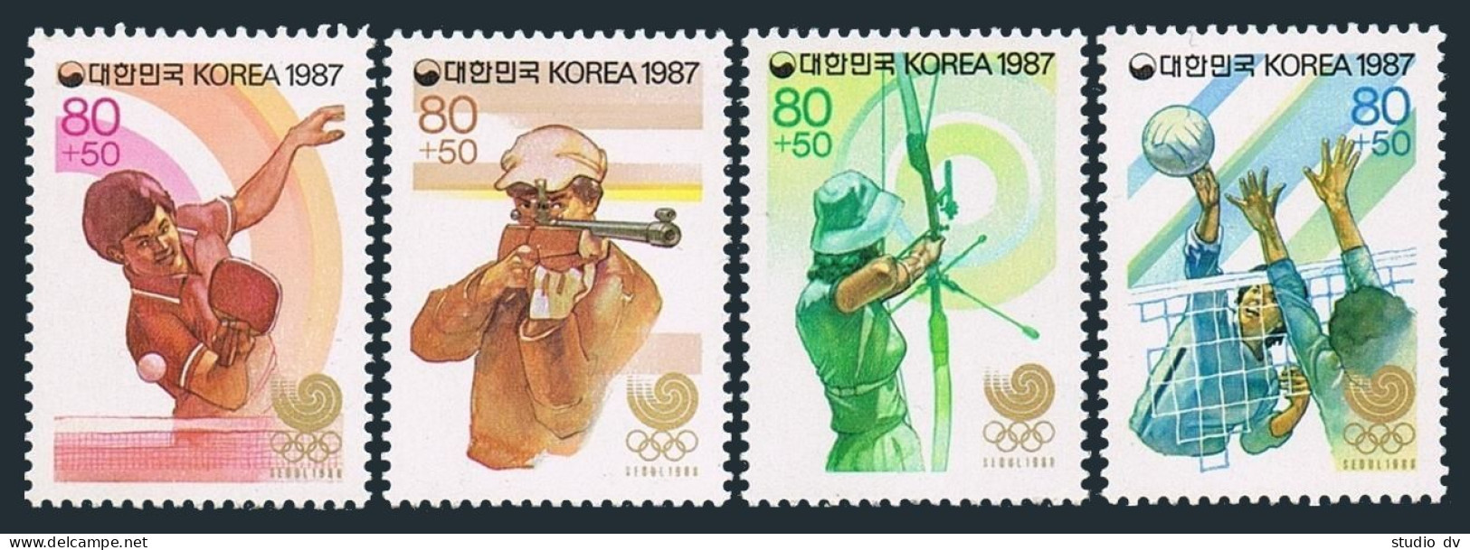 Korea South B47-B50,B47a-B50a, MNH. Olympics Seoul-1988. Table Tennis, Shooting, - Corea Del Sur