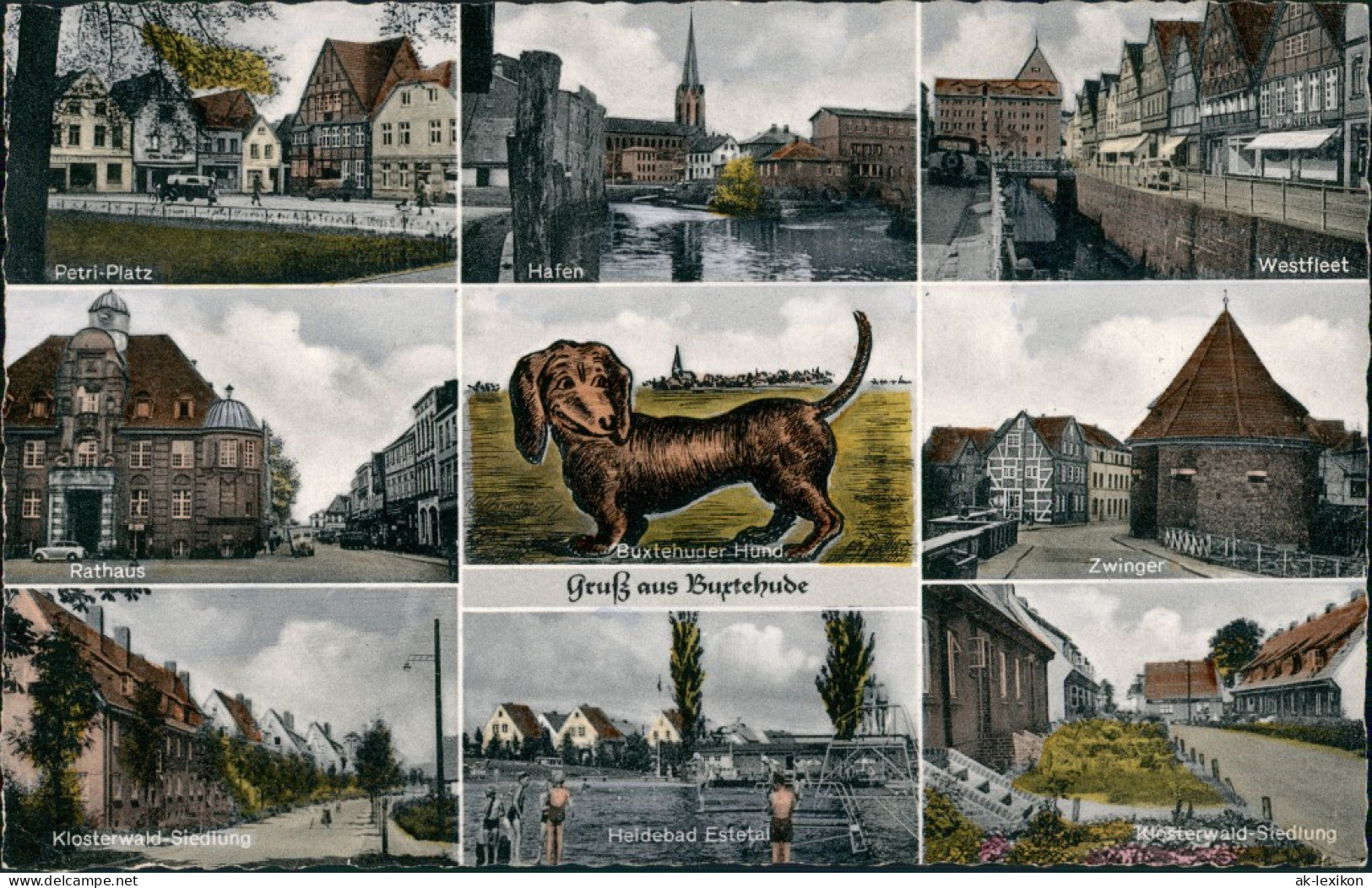 Buxtehude Statteilansichten Hund, Hafen, Westfleet, Zwinger Uvm. 1957 - Buxtehude