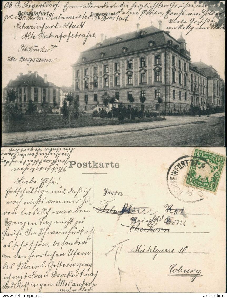 Ansichtskarte Schweinfurt Straßenpartie Justizgebäude 1907 - Schweinfurt