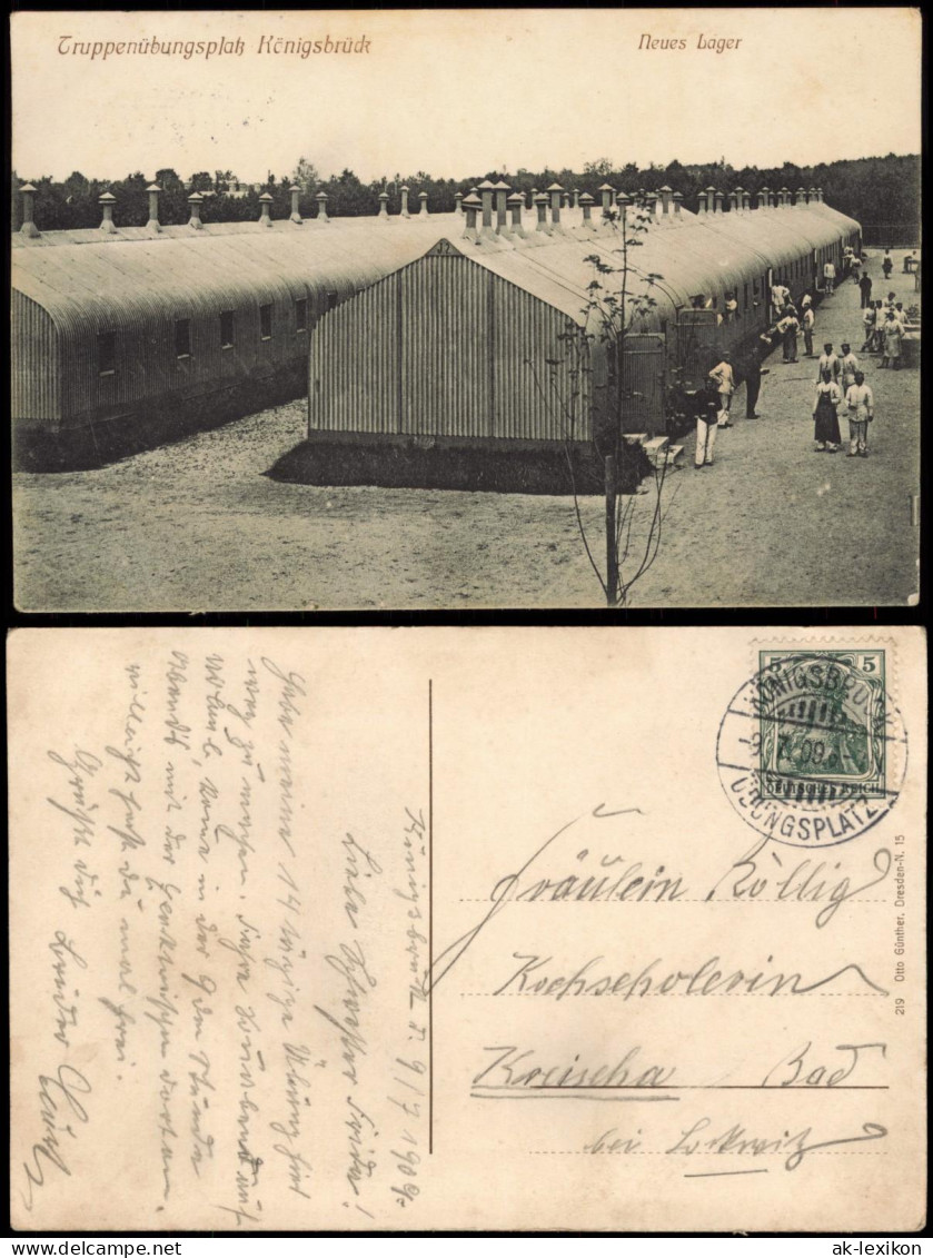 Ansichtskarte Königsbrück Kinspork Truppenübungsplatz Neues Lager 1909 - Königsbrück