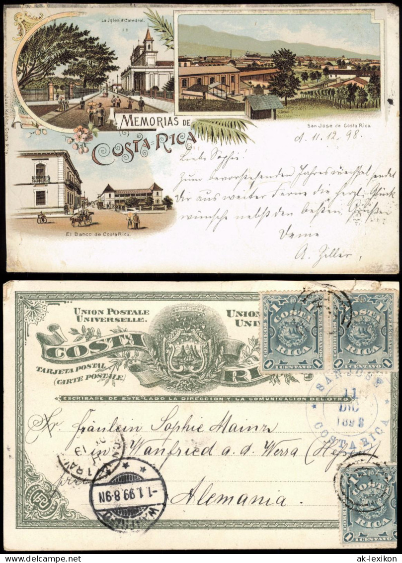 Litho AK Costa Rica   San Jodse, El Banco Memorias De... 1899   Gel. Stempel - Costa Rica