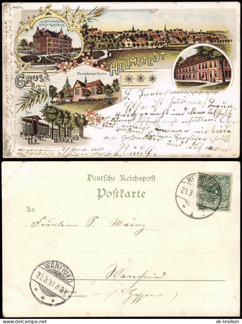 Ansichtskarte Litho AK Helmstedt Gruss Aus... Schulen, Bad, Stadt 1899 - Helmstedt