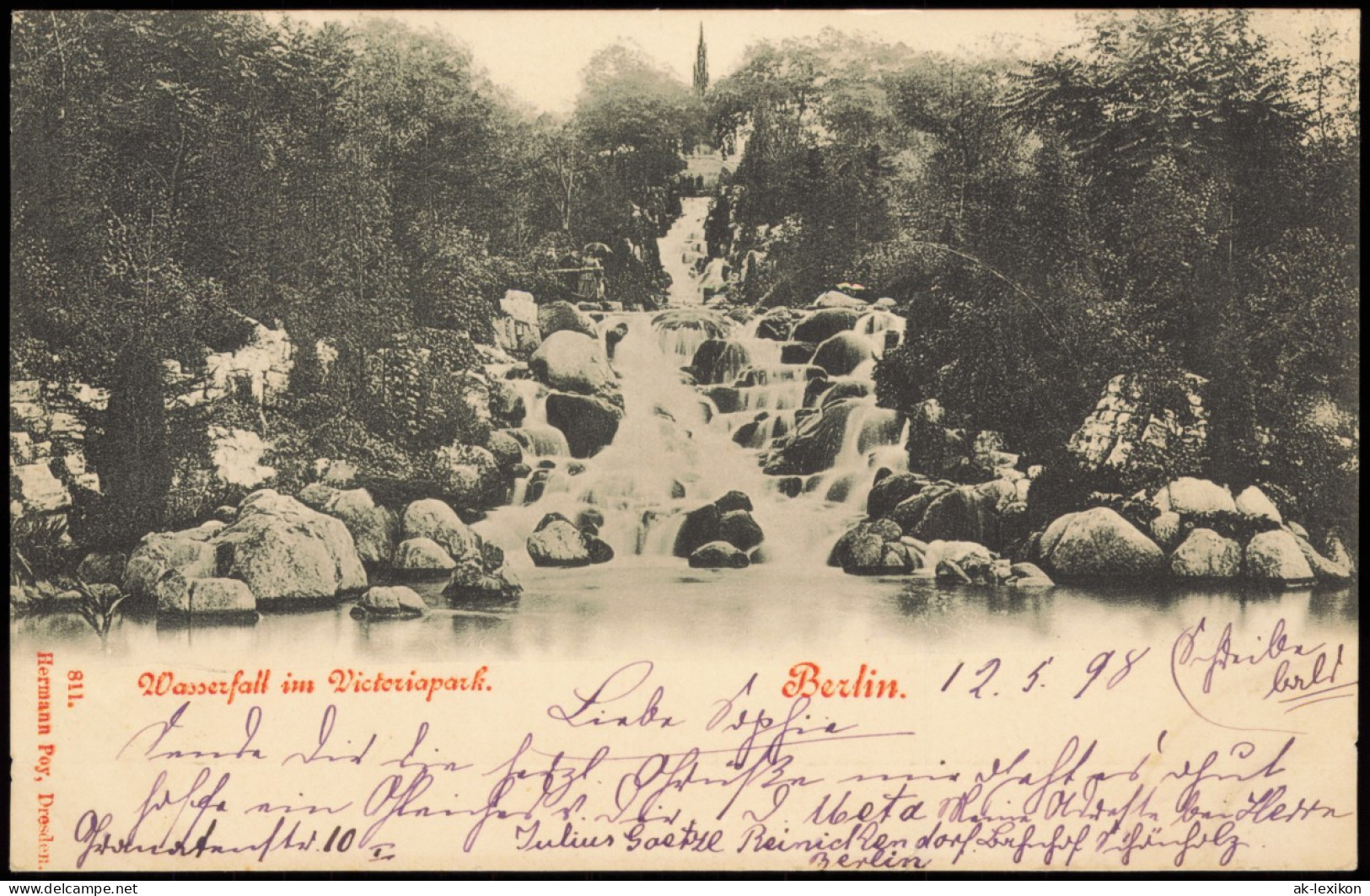 Ansichtskarte Kreuzberg-Berlin Wasserfall Im Victeriapark. 1898 - Kreuzberg
