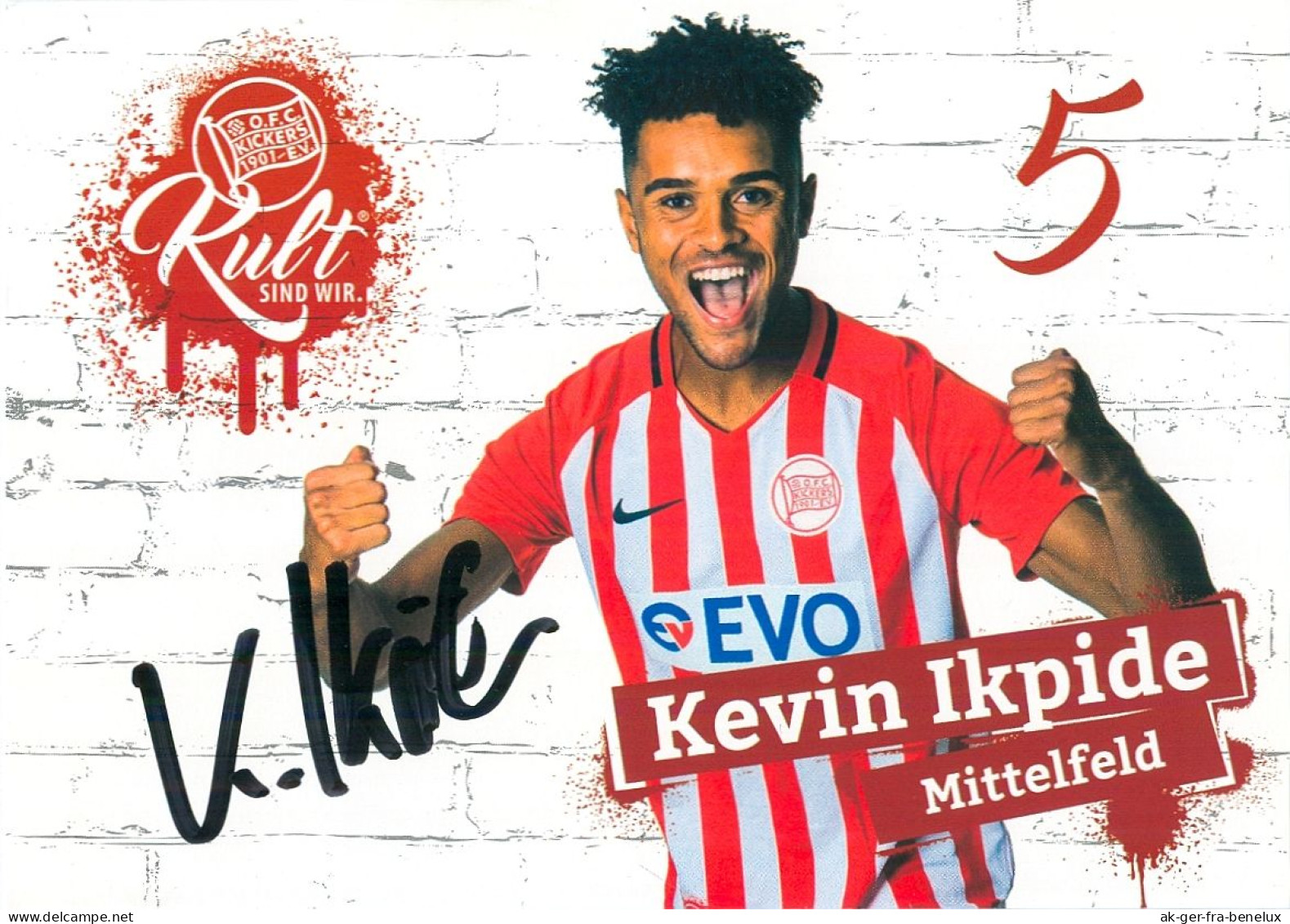 Fußball-Autogramm AK Kevin Ikpide Offenbacher FC Kickers 18-19 Weilheim An Der Teck TSG Hoffenheim Freiberg Am Neckar - Autographes