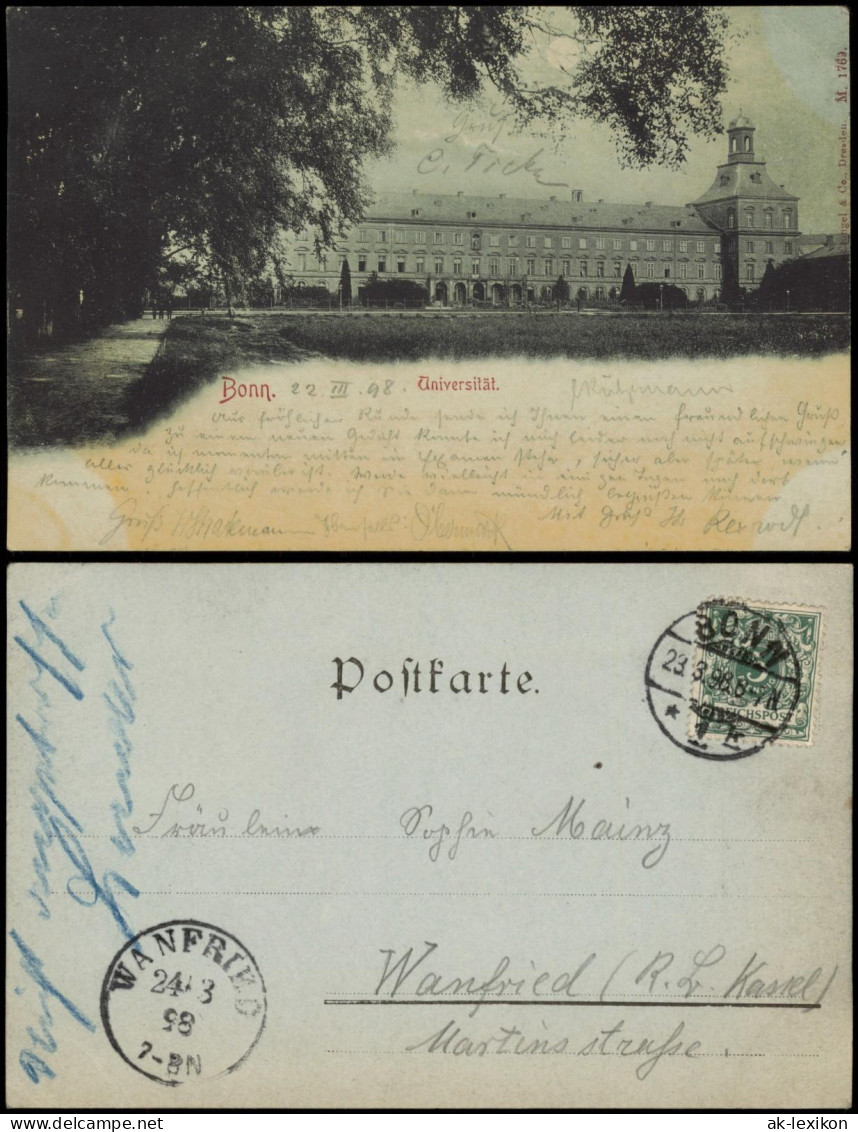 Ansichtskarte Bonn Universität - Mondscheinlitho 1898 - Bonn