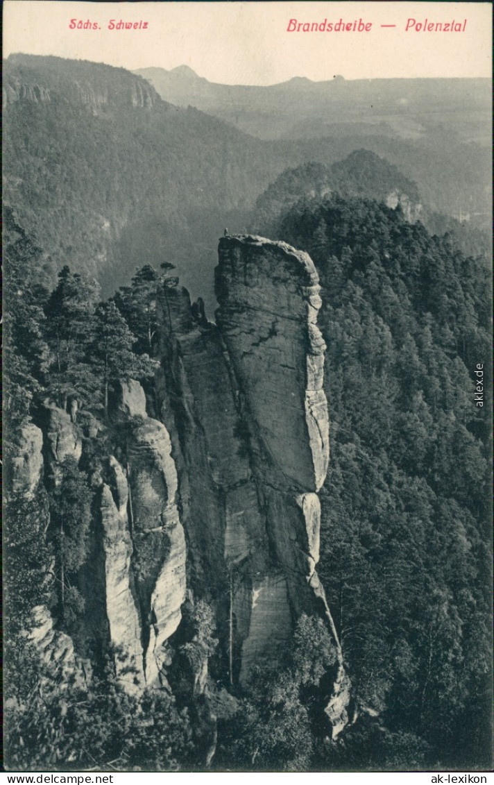 Ansichtskarte Hohnstein (Sächs. Schweiz) Brandscheibe - Polenztal 1913 - Hohnstein (Sächs. Schweiz)