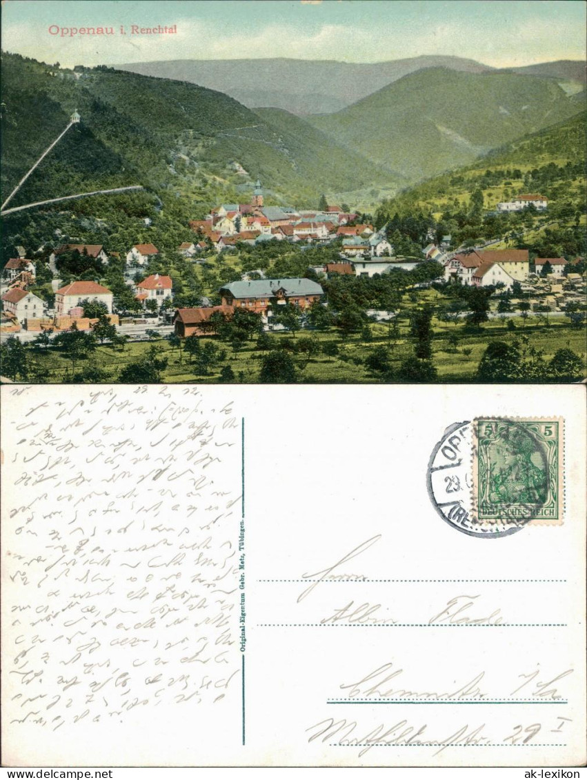 Ansichtskarte Oppenau Blick Auf Die Stat - Bahnhof 1913  - Oppenau