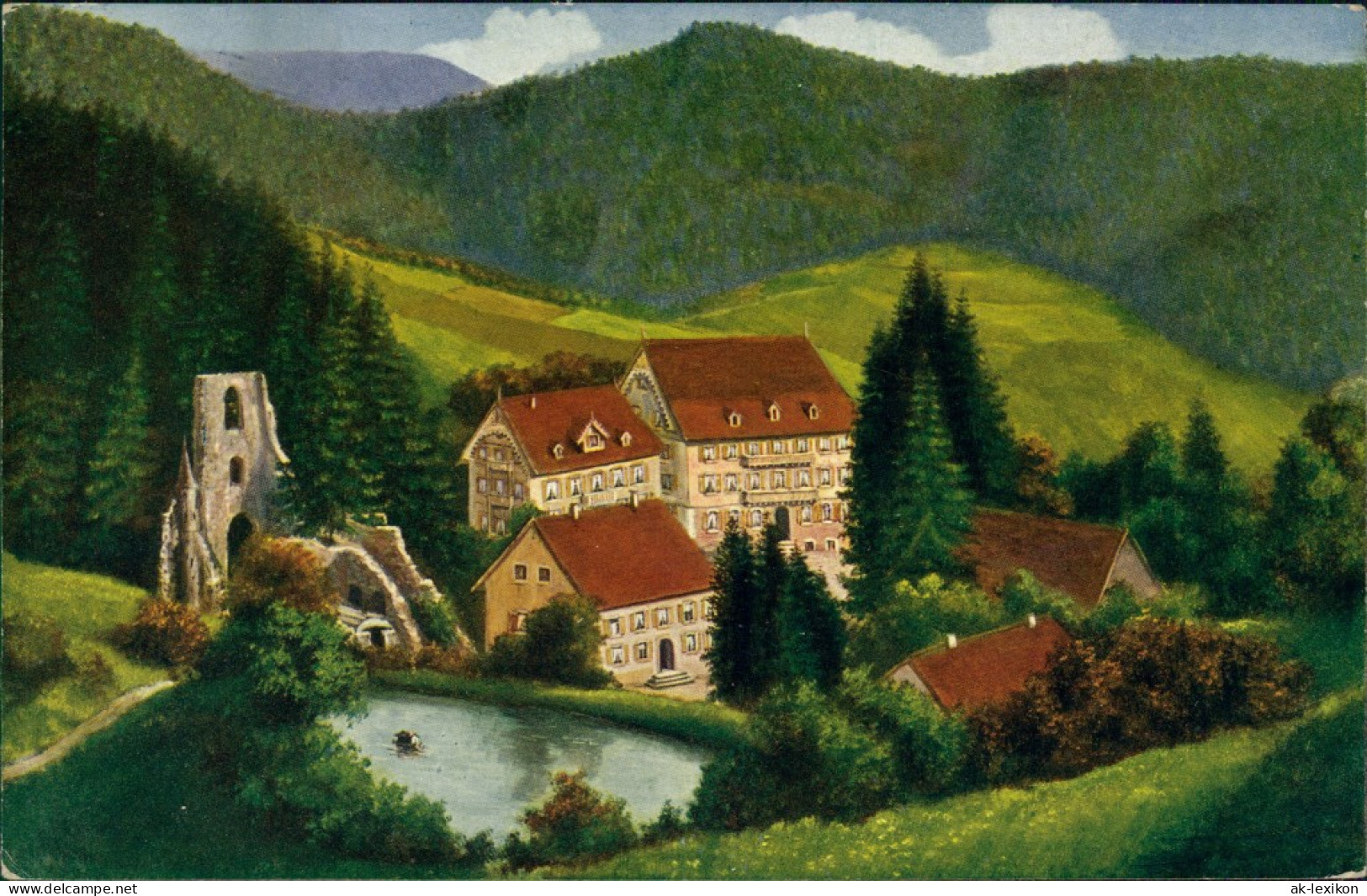 Ansichtskarte Oppenau Blick Auf Denn Ort Klosterruine Allerheiligen 1912  - Oppenau