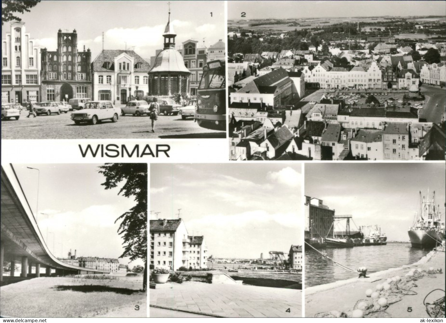 Foto Ansichtskarte Wismar Markt, Hochbrücke, Hafen 1979 - Wismar