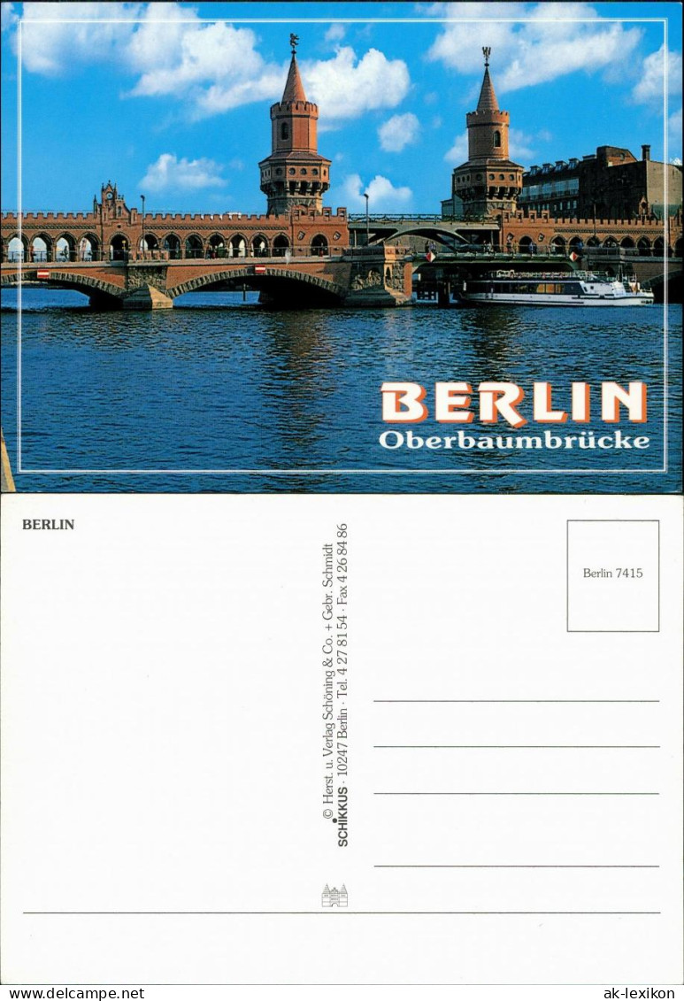 Ansichtskarte Friedrichshain-Berlin Oberbaumbrücke 1998 - Friedrichshain