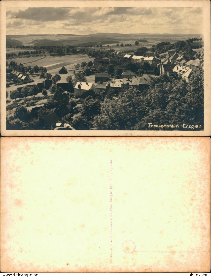 Ansichtskarte Frauenstein (Erzgebirge) Blick über Die Stadt 1932  - Frauenstein (Erzgeb.)