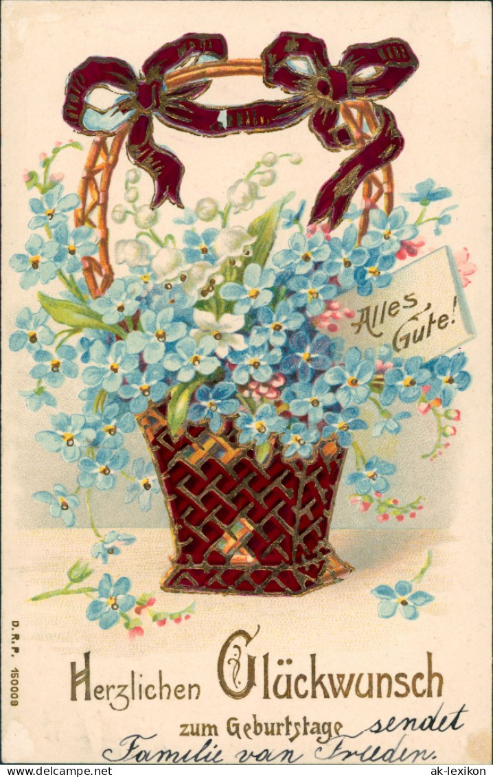 Glückwunsch/Grußkarten: Geburtstag Goldpräge AK (Rollstempel) 1904 Goldrand - Geburtstag