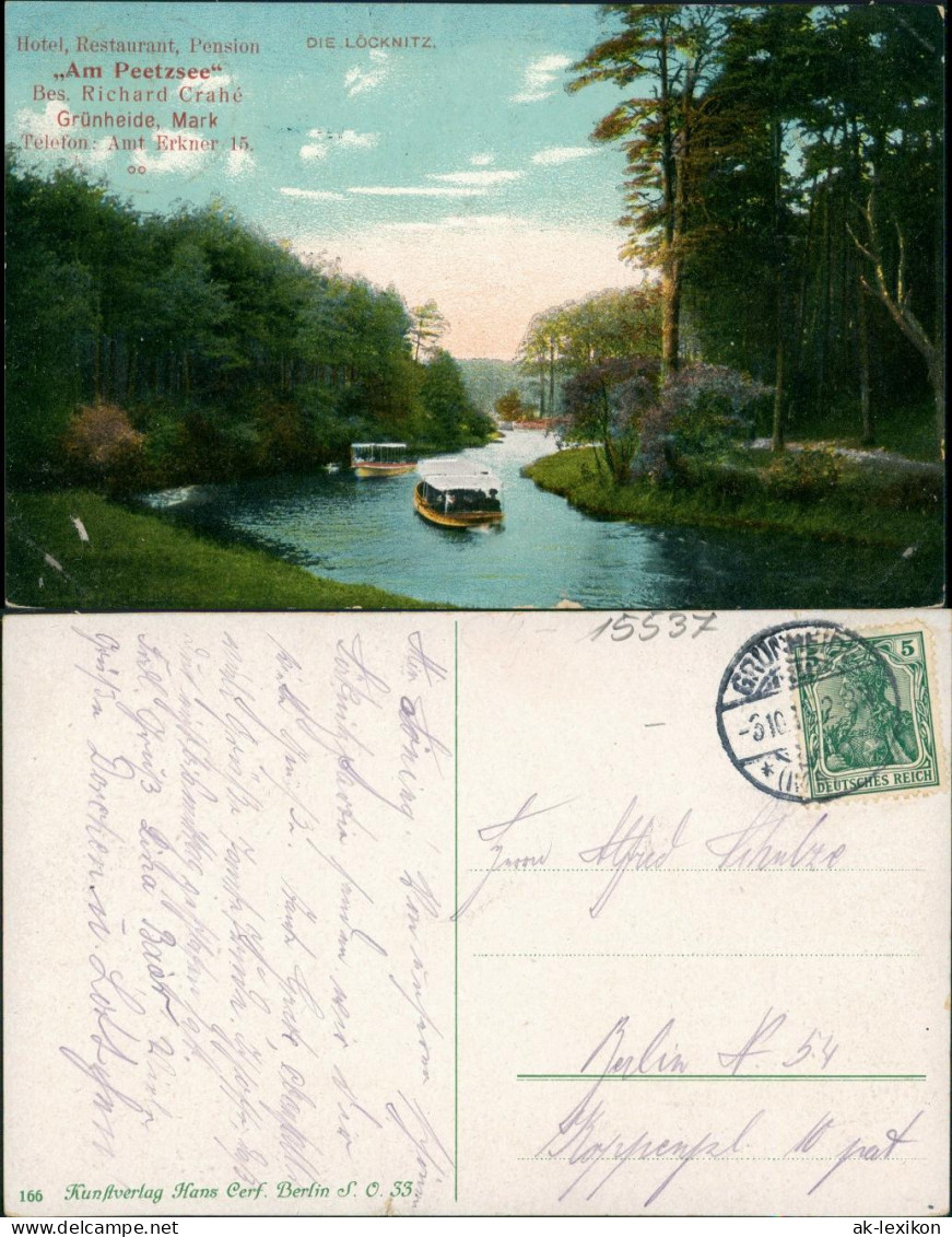 Ansichtskarte Grünheide (Mark) Hotel Am "Peetzsee" - Boote 1913 - Grünheide