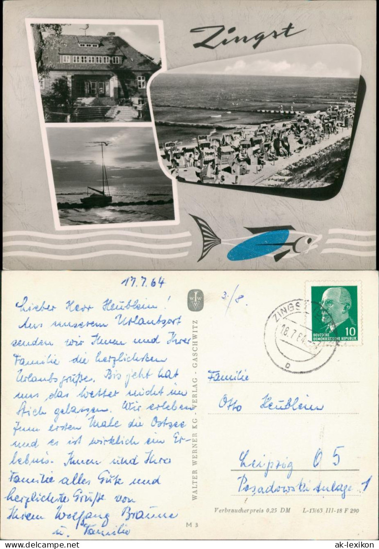 Ansichtskarte Zingst DDR Mehrbildkarte, Ostsee, Ostseebad, Strand 1964 - Zingst
