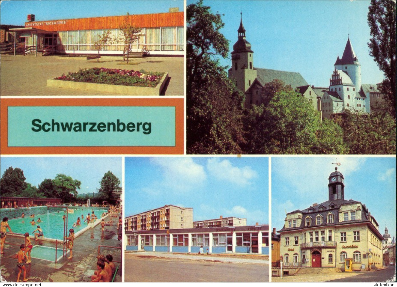 Schwarzenberg (Erzgebirge) Schwarzenberg, Gaststätte "Roter Löwe", Schloß  1984 - Schwarzenberg (Erzgeb.)