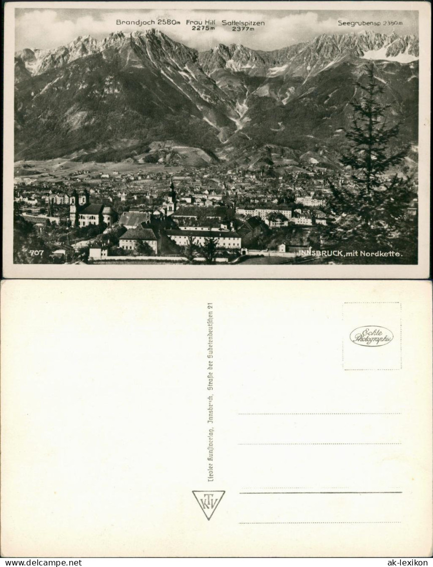 Innsbruck Österreich - Tirol - Panorama Mit Alpen Nordkette 1940 - Innsbruck