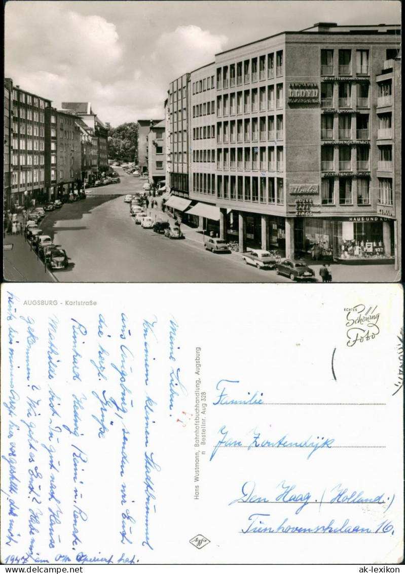 Ansichtskarte Augsburg Karlstraße, Autos 1962 - Augsburg