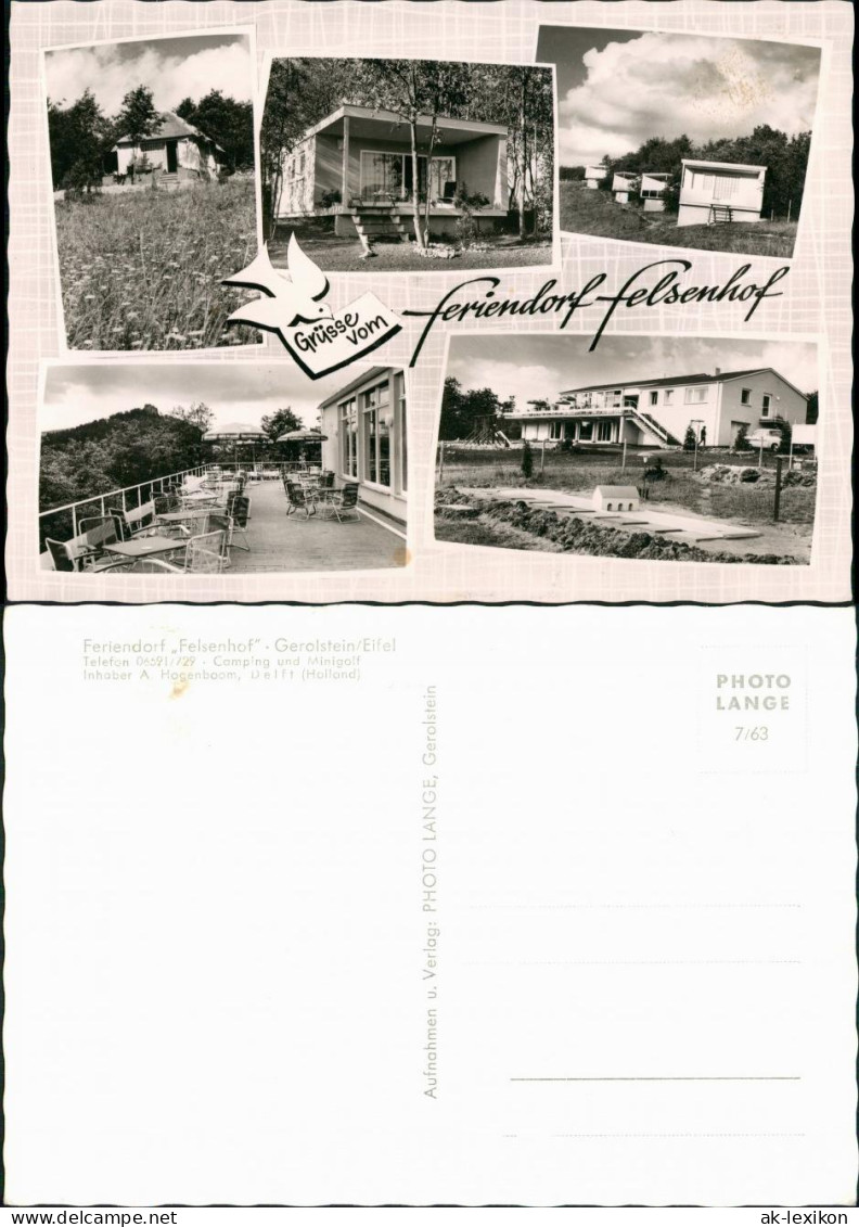 Gerolstein Feriendorf Felsenhof Eifel Mehrbild-AK 5 Echtfoto-Ansichten 1963 - Gerolstein