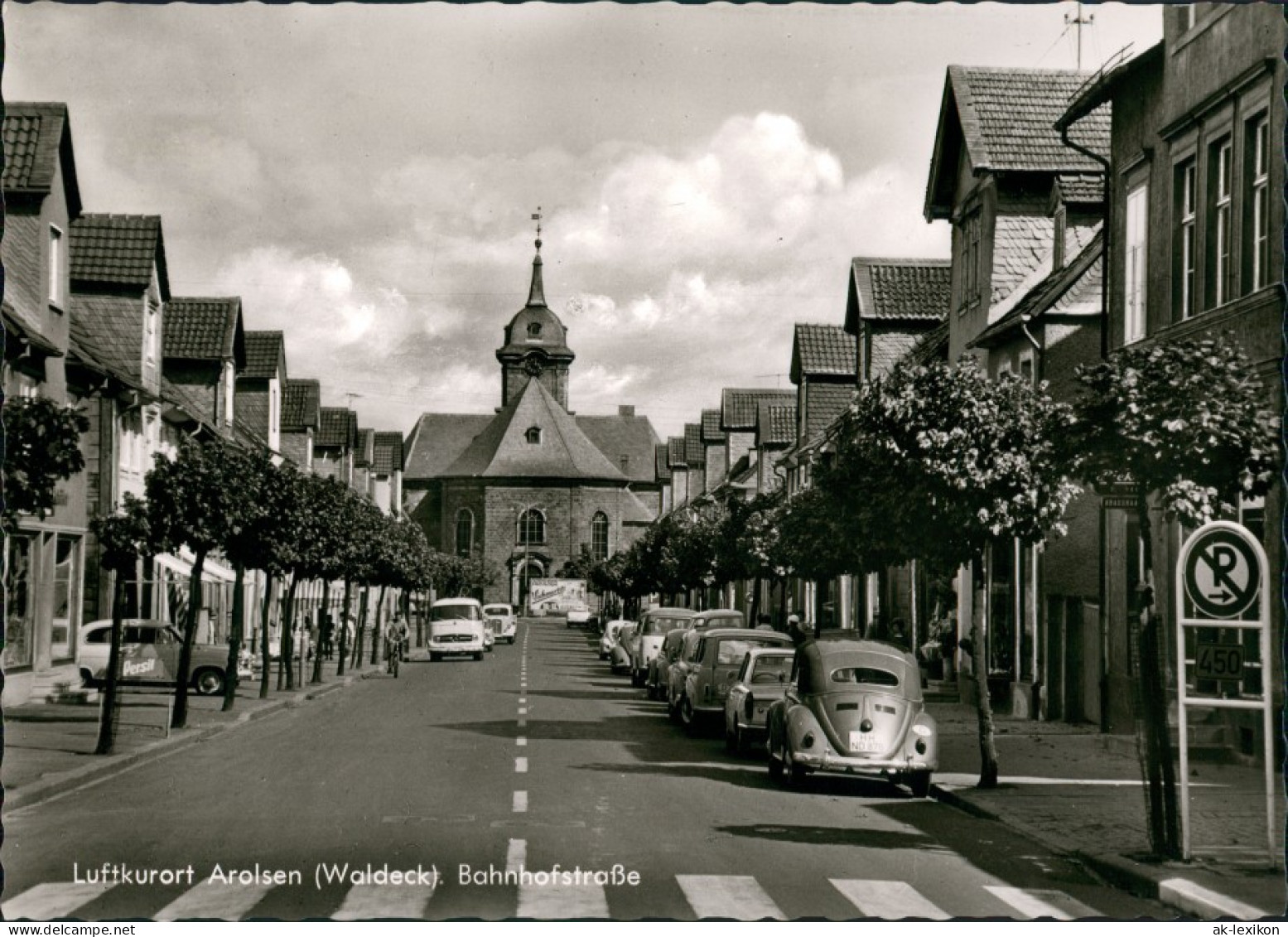 Ansichtskarte Bad Arolsen Bahnhofstraßen, VW Käfer 1964 - Bad Arolsen