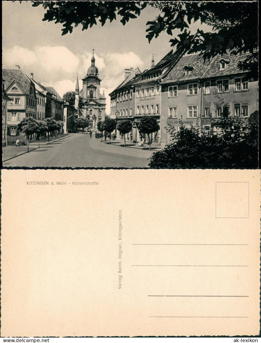 Ansichtskarte Kitzingen Kaiserstraße Blick Zur Kirche 1955 - Kitzingen