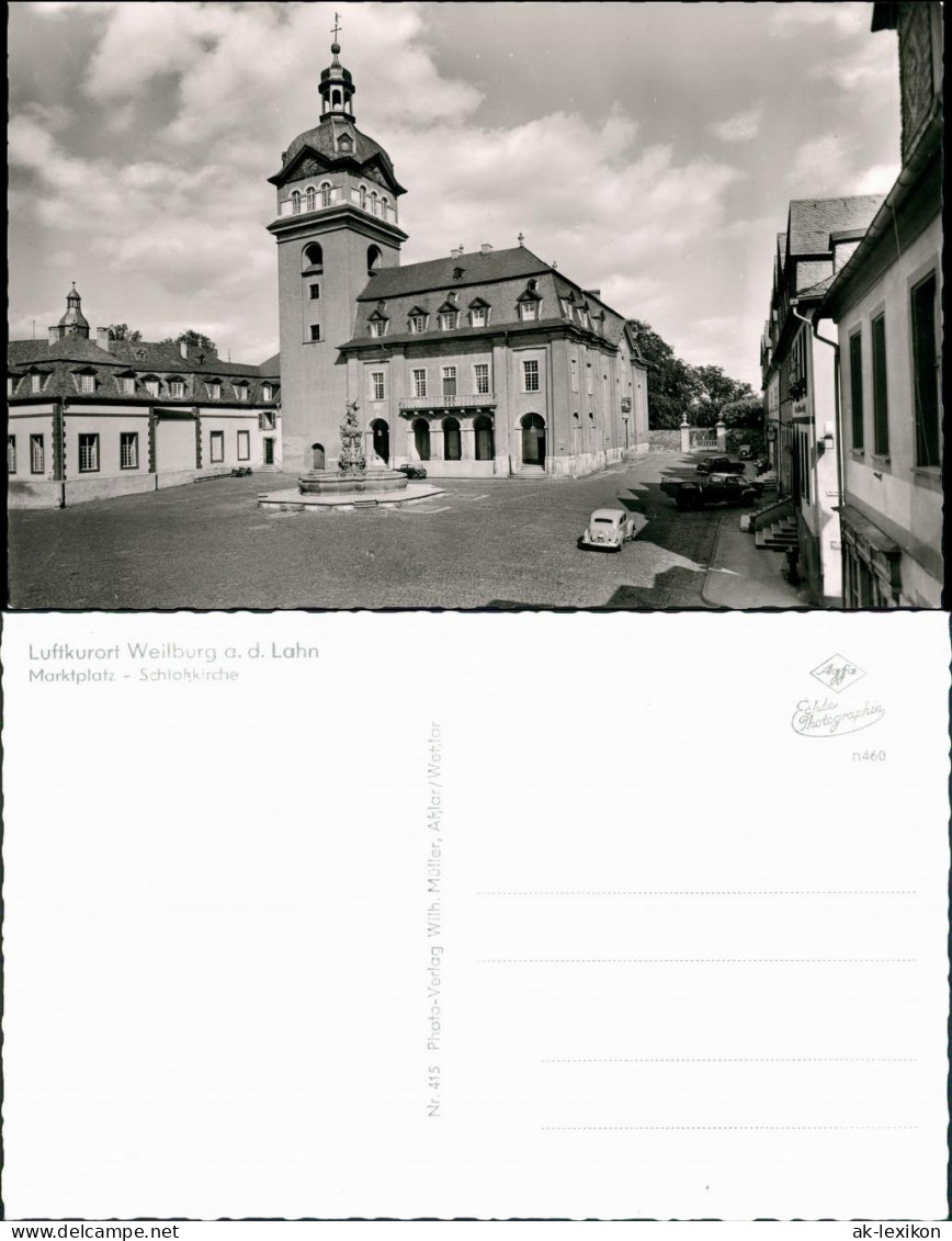 Ansichtskarte Weilburg (Lahn) Strassen Partie Marktplatz - Schloßkirche 1960 - Weilburg