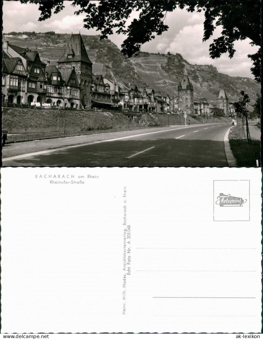 Ansichtskarte Bacharach Rheinufer-Straße (heutige Bundesstrasse 9) 1960 - Bacharach