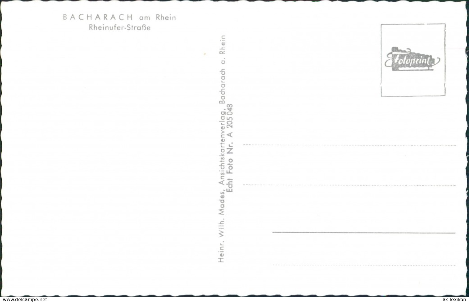 Ansichtskarte Bacharach Rheinufer-Straße (heutige Bundesstrasse 9) 1960 - Bacharach