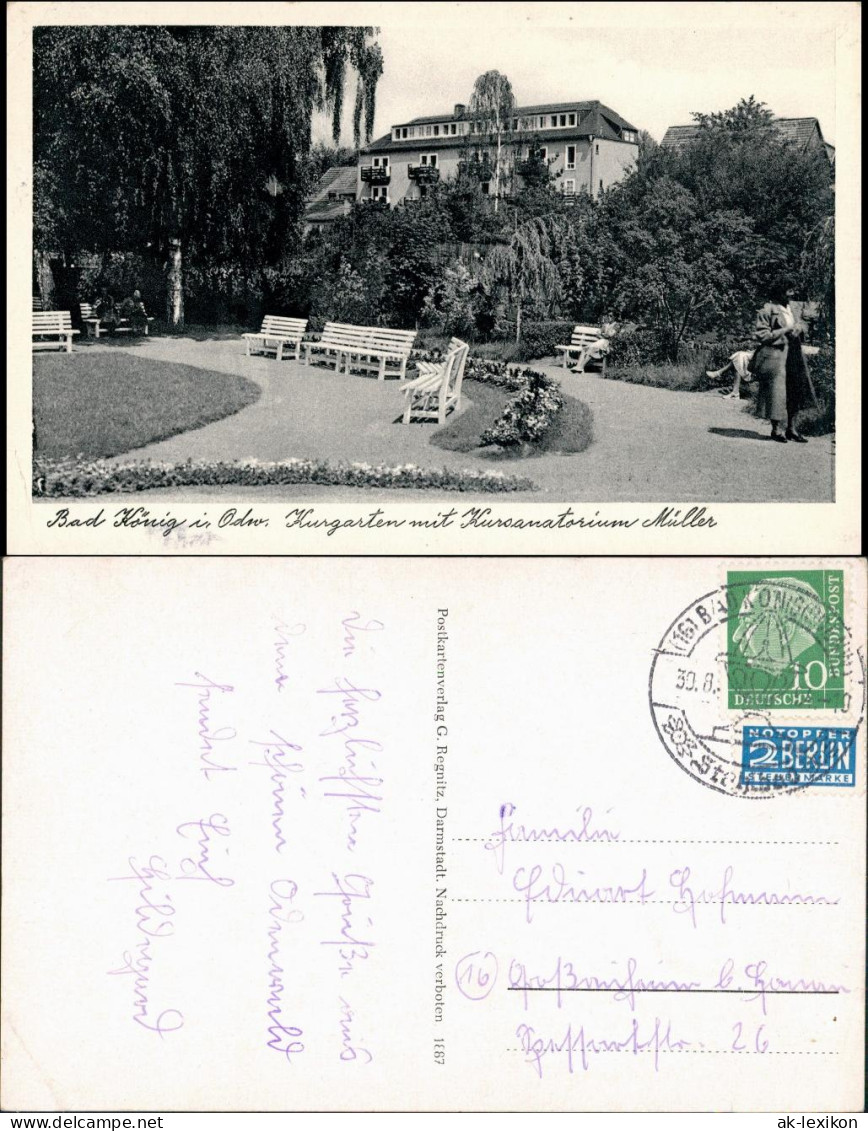 Ansichtskarte Bad König Kur-Garten Park Mit Kur-Sanatorium Müller 1955 - Bad Koenig