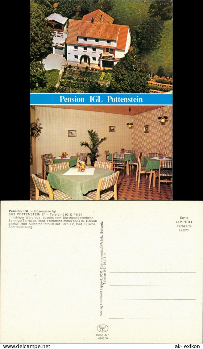Pottenstein Pension IGL Unterkunft Luftaufnahme & Innenansicht 1970 - Pottenstein