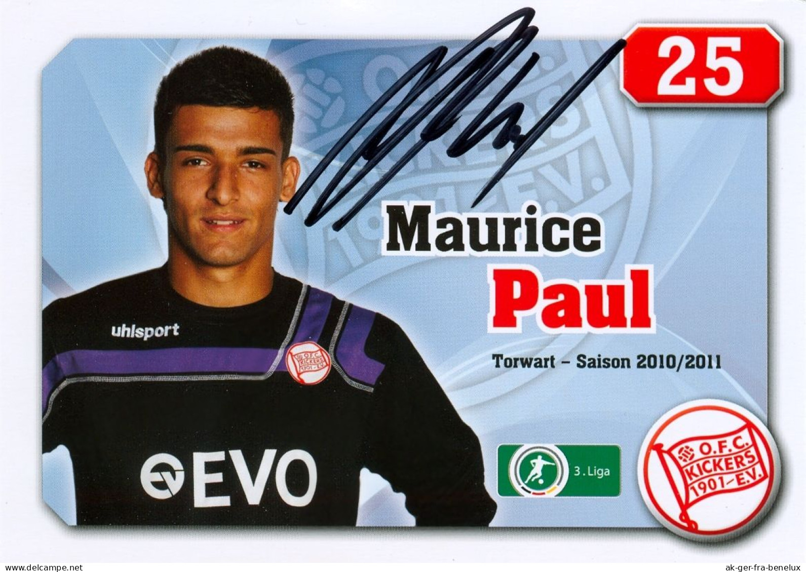 Fußball-Autogrammkarte AK Maurice Paul Offenbacher Kickers 10-11 Offenbach Am Main Dieburg Dietersheim Halberstadt Semd - Autografi