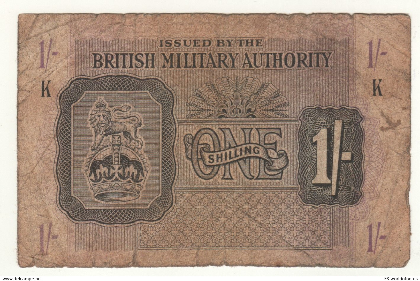 GREAT BRITAIN  1 Shilling  PM2   BRITISH MILITARY AUTHORITY    (ND 1943) - Fuerzas Armadas Británicas & Recibos Especiales